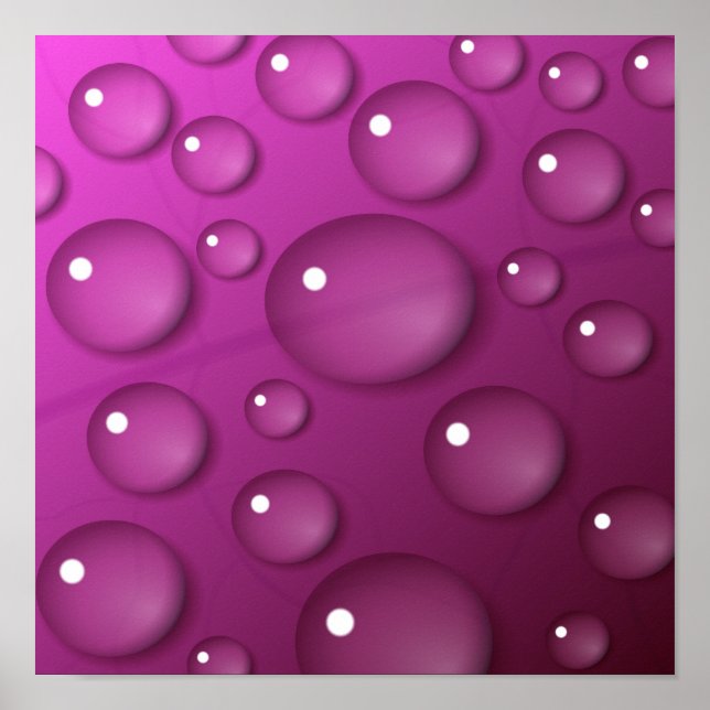 Poster Fond de goutte d'eau rose (Devant)