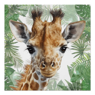 Poster Fond de jungle de girafe