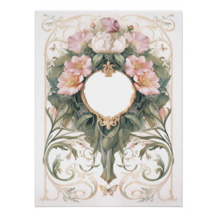Poster Fond floral de romance victorienne