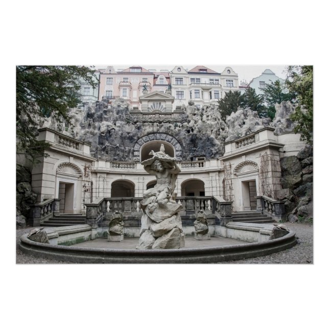 Poster Fontaine avec statue de Neptune à Prague (Devant)