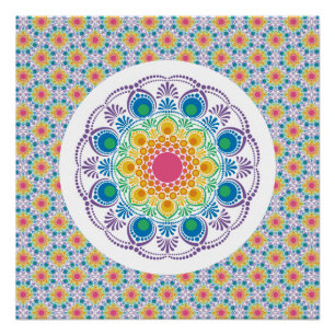 Poster Fontaine Florale Arc-en-ciel Maximaliste Ventilate