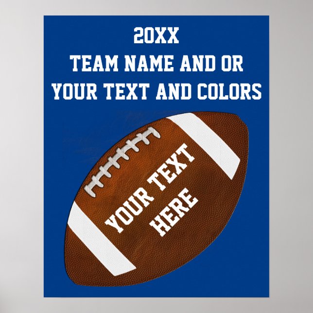 Poster Football avec votre TEXTE et COULEURS d'équ (Devant)