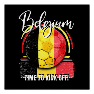 Poster Football Belgique Drapeau, Football Belge Rétro