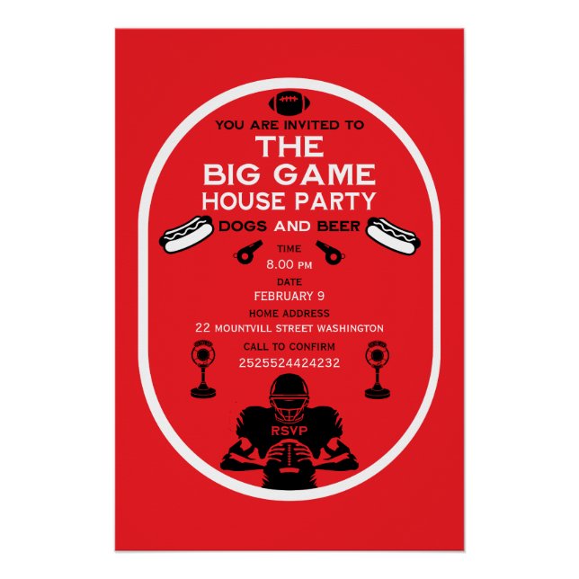 Poster Football Et Hotdog House Party (Devant)