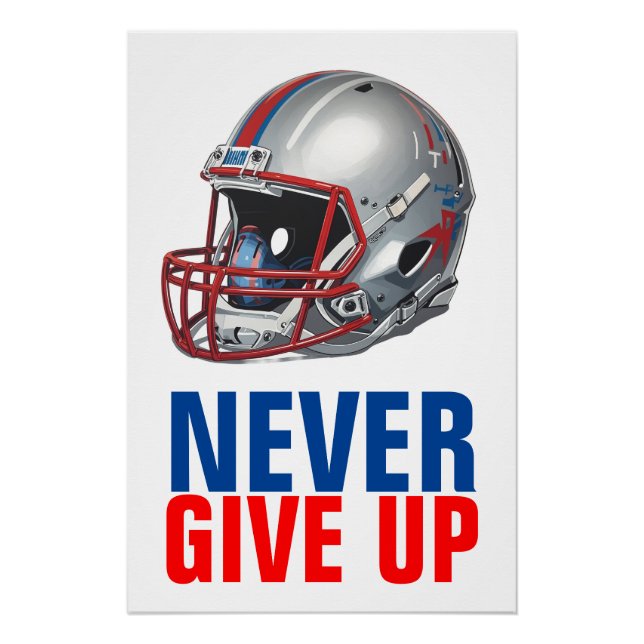 Poster Football Motivational Never Give Up  (Devant)
