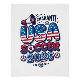 Poster Football USA 2026 Typographie de pays gras Tra