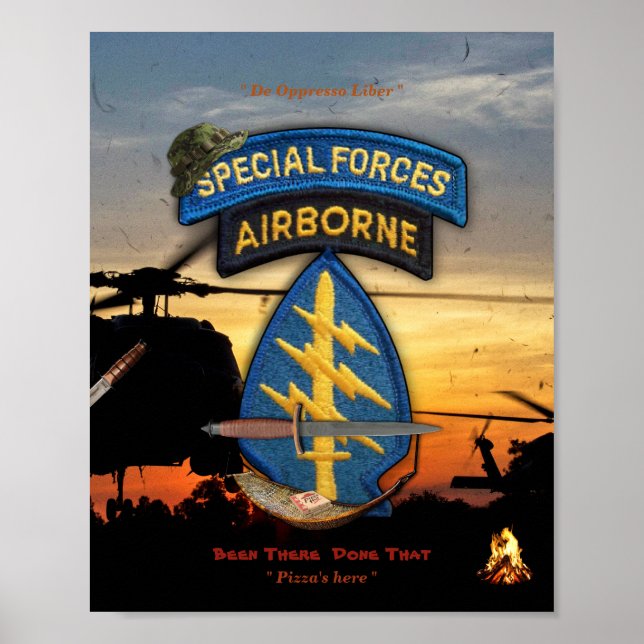 Poster forces spéciales green berets sf lrrp lrps recon (Devant)