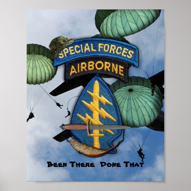 Poster forces spéciales green berets sf lrrp lrps recon (Devant)