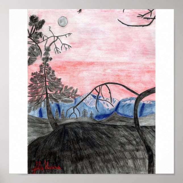 Poster Forest Sunset Imprimer par Julia Hanna (Devant)