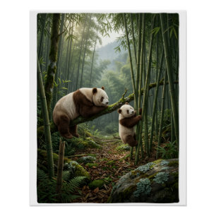 Poster Forêt de bambou pandas Faune Nature Fleece Plaid