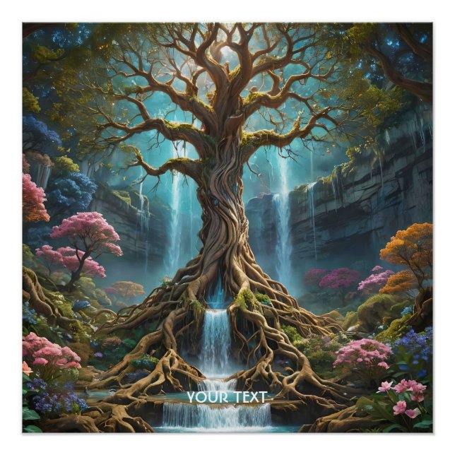 Poster Forêt de cascade de l'arbre mou Imaginaire (Devant)