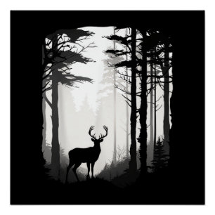 Poster Forêt de cerfs faune