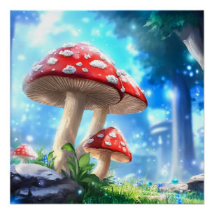 Poster Forêt de Champignons