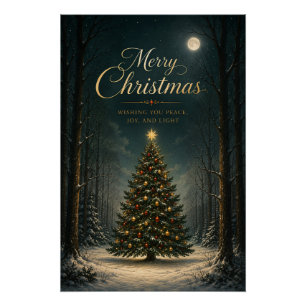 Poster Forêt de Noël hivernale enchantée