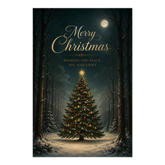 Poster Forêt de Noël hivernale enchantée (Devant)
