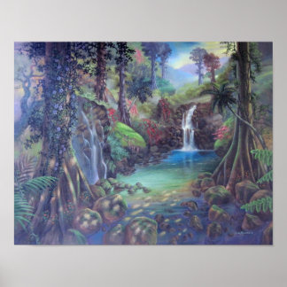 Poster Forêt de pluie Paysage Cascades de la rivière Art