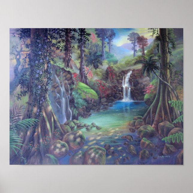 Poster Forêt de pluie Paysage Cascades de la rivière Art (Devant)