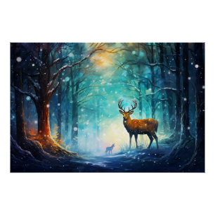Poster Forêt enneigée magique Art-82109