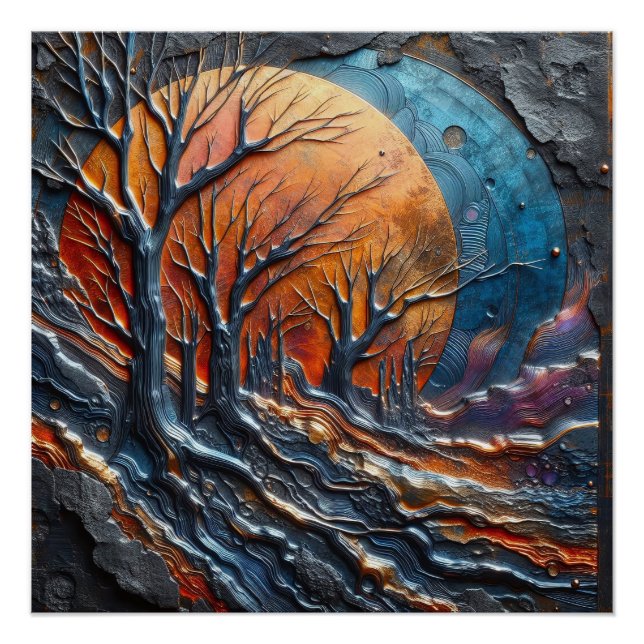 Poster Forêt morte Abstraite 1 - AI - Oeuvre artistique (Devant)