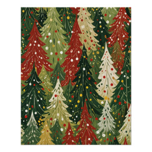 Poster Forêt Motif de Pins de Fête