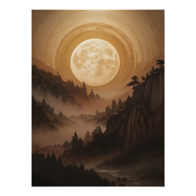 Poster Forêt sous la lumière de la lune (Devant)