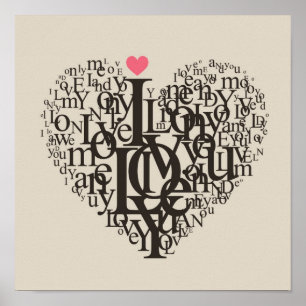 Poster Forme de coeur des lettres