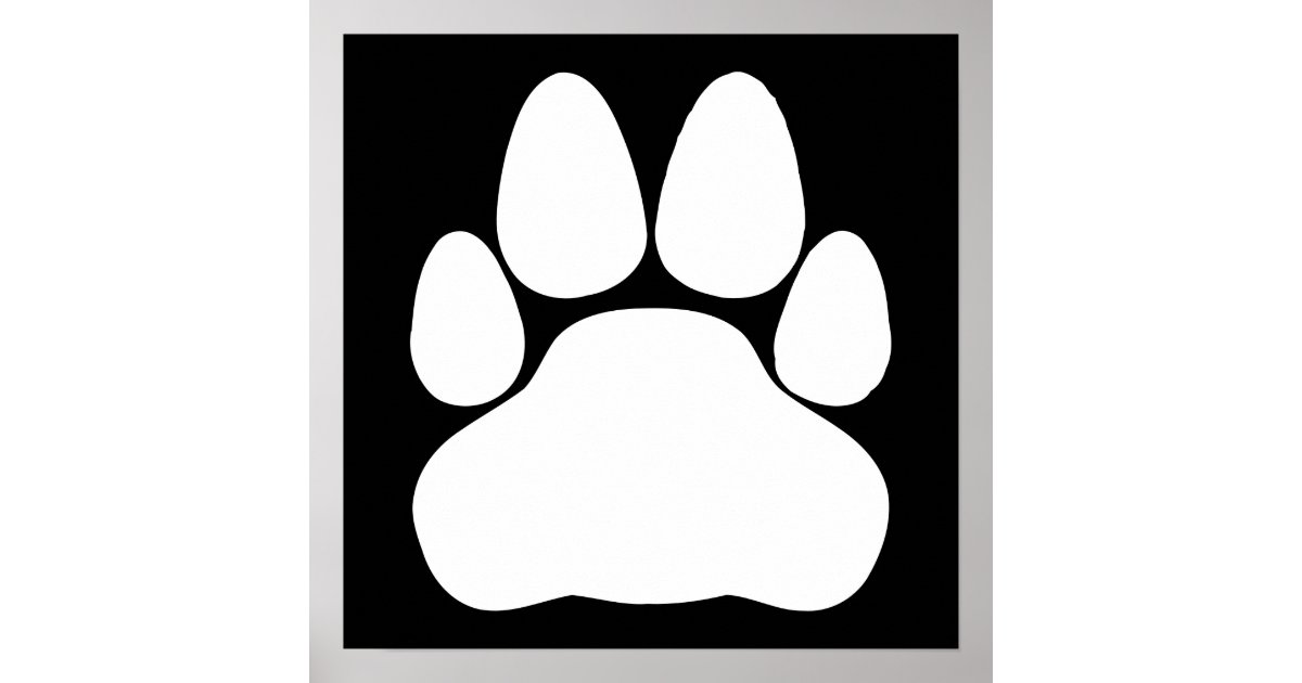 Poster Forme de Empreinte de patte de chat blanc Zazzle.fr