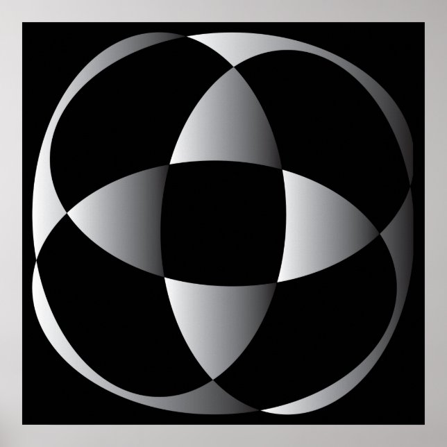 Poster forme de fleur abstraite gris noir (Devant)