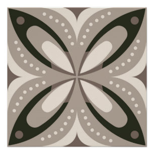 Poster Formes circulaires rétro beige et marron