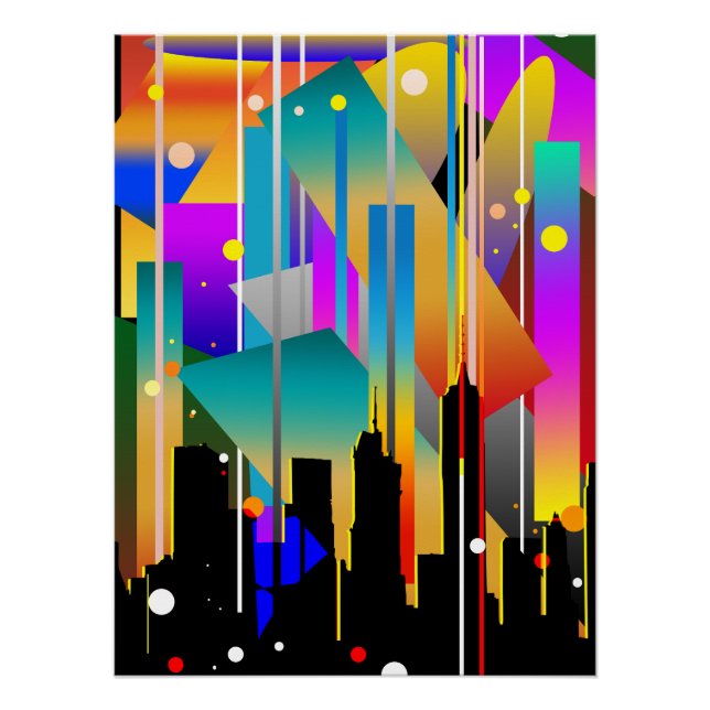 Poster Formes Géométriques Abstraites de New York Moderne (Devant)