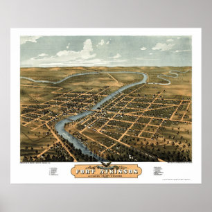 Poster Fort Atkinson, carte panoramique du WI - 1870