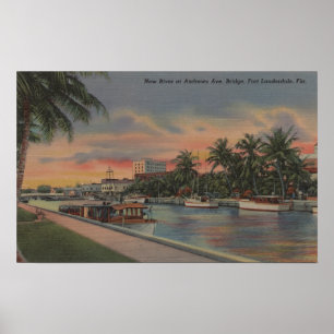 Poster Fort Lauderdale, FL - nouvelle vue de rivière et