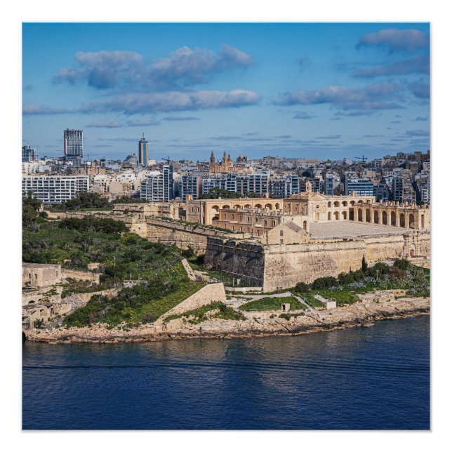 Poster Fort Manoel et Sliema de La Valette, Malte (Devant)