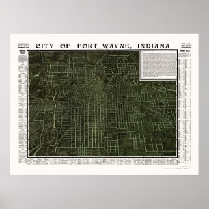 Poster Fort Wayne, IN Panoramic Map - 1907