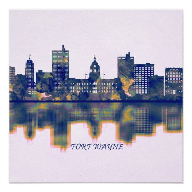 Poster Fort Wayne Skyline (Devant)