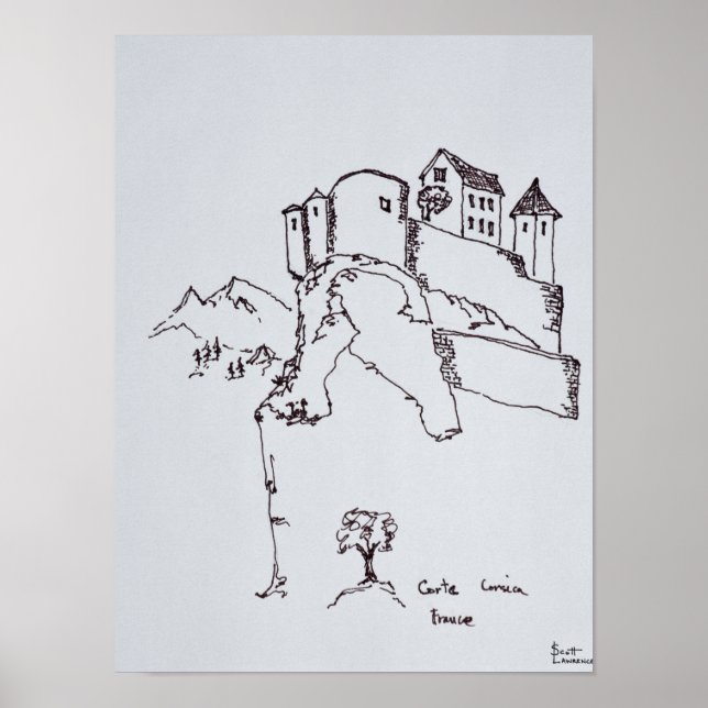 Poster Forteresse de hauteur de Corte | Corse, France (Devant)