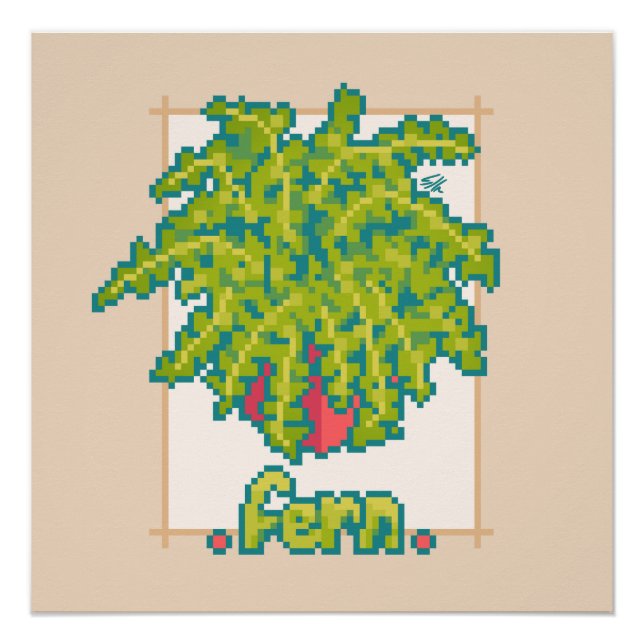Poster Fougère, Pixel Art (Devant)