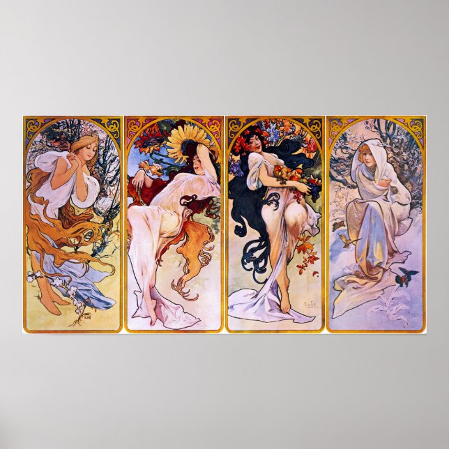 Poster Four Seasons par Alphonse Mucha 1895 (Devant)