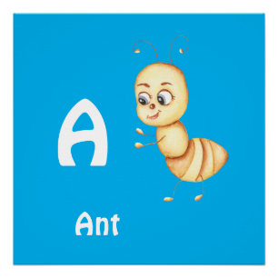 Poster Fourmi personnaliser ABC : Lettre A - Ajoutez votr