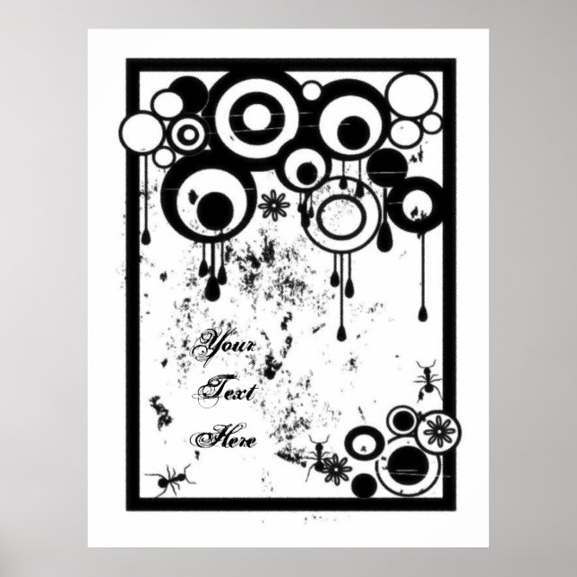 Poster Fourmis et cercles - Noir et Blanc (Devant)