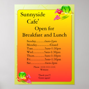 Poster Fournitures de restaurant Open Sign Sunnyside