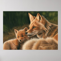 Poster Fox and Cub