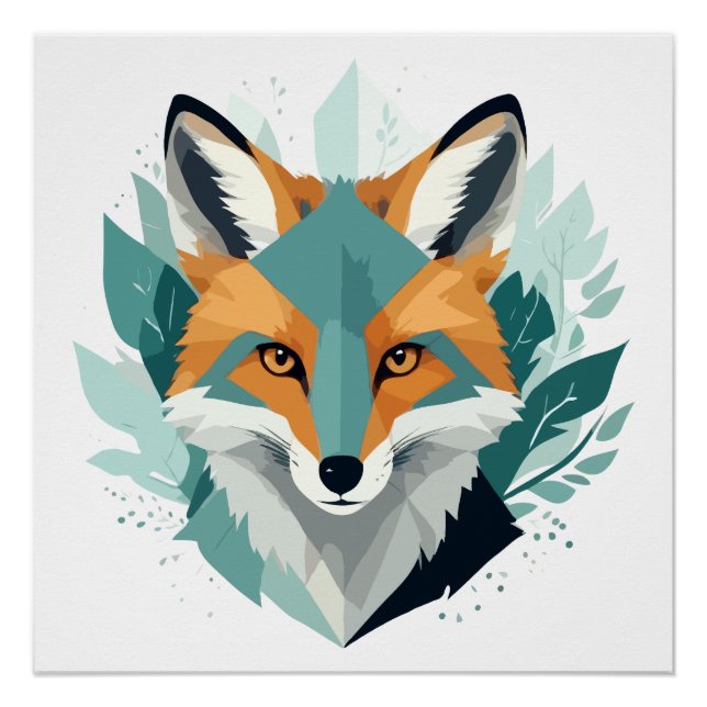 Poster Fox Faune Animaux Nature Extérieure Aquarelle (Devant)
