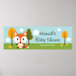POSTER FOX IN DIAPERS BANNER BABY SHOWER