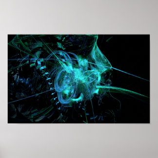 Poster Fractal bleu-vert