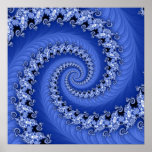 Poster Fractal Blue Double Spiral<br><div class="desc">Cette double spirale est faite d'innombrables autres doubles spirales. Cette image détaillée provient du set Mandelbrot.</div>