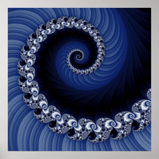 Poster Fractal Blue Spiral