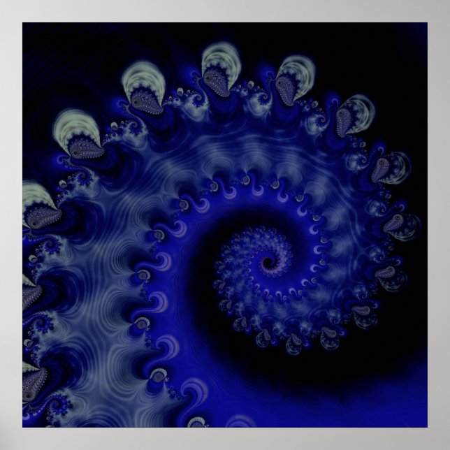 Poster Fractal "Hurricane" Blue Swirl (Devant)