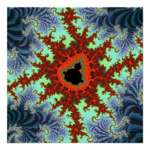 Poster Fractal Mandelbrot bleu et rouge