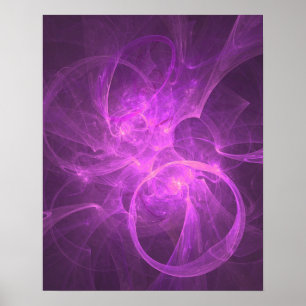 Poster Fractale Abstraite rose et violet avec cercles
